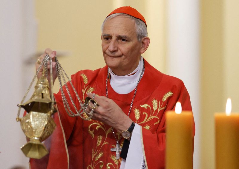 &copy; Reuters. 　７月２日、ローマ教皇フランシスコがウクライナの戦争終結に向け特使に任命したズッピ枢機卿（写真）は、先のモスクワ訪問は人道問題が焦点で、和平に向けた計画に関する協議は一切