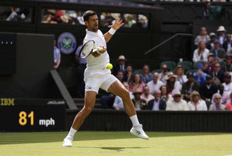 &copy; Reuters. Novak Djokovic durante estreia na edição 2023 do torneio de Wimbledon
03/07/2023 REUTERS/Andrew Couldridge