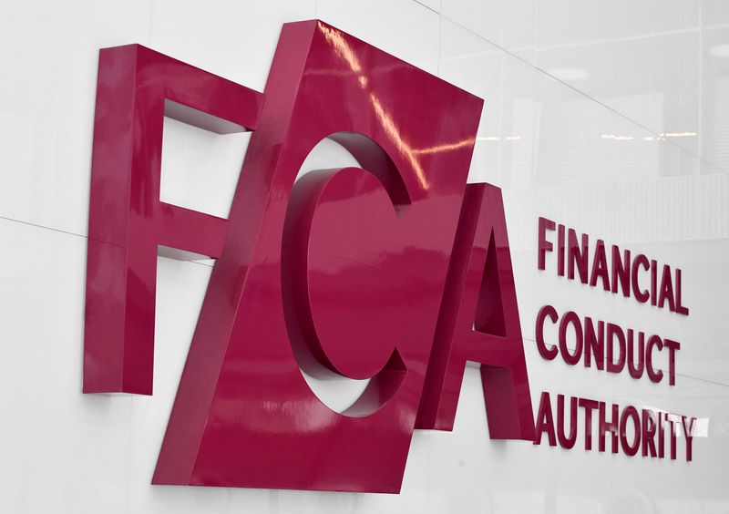 &copy; Reuters. FILE PHOTO: Financial Conduct Authority (FCA) signage at the British financial regulatory body's head office in London, Britain, March 10, 2022. REUTERS/Toby Melville/File Photo