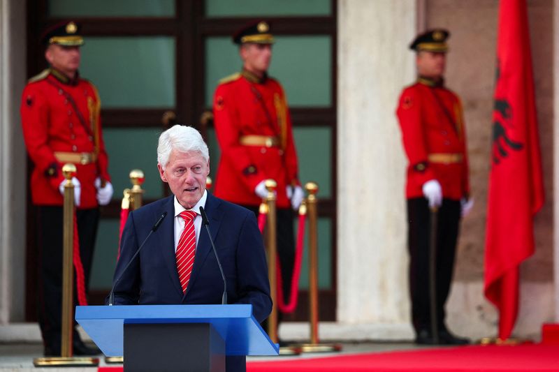 On Albania visit, Bill Clinton meets Clintons and Hillarys of Kosovo