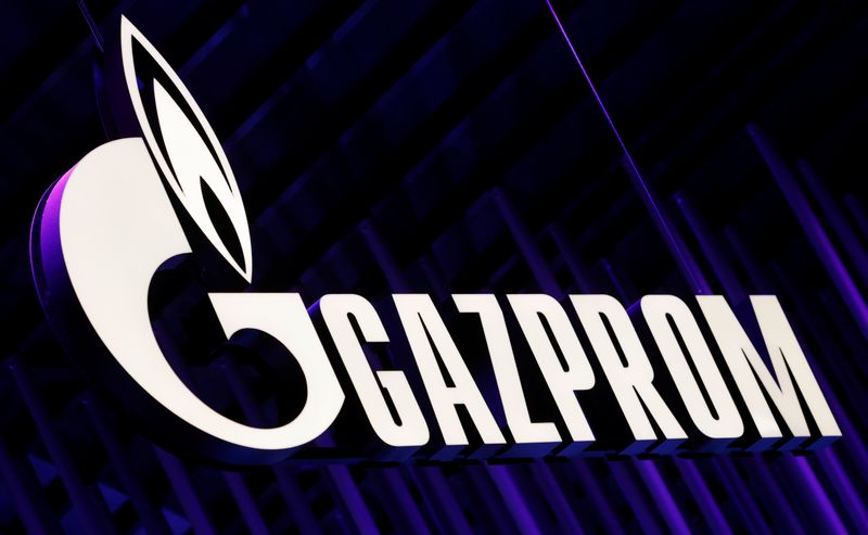 &copy; Reuters. FILE PHOTO: The logo of Gazprom company is seen at the St. Petersburg International Economic Forum (SPIEF) in Saint Petersburg, Russia June 15, 2022. REUTERS/Maxim Shemetov