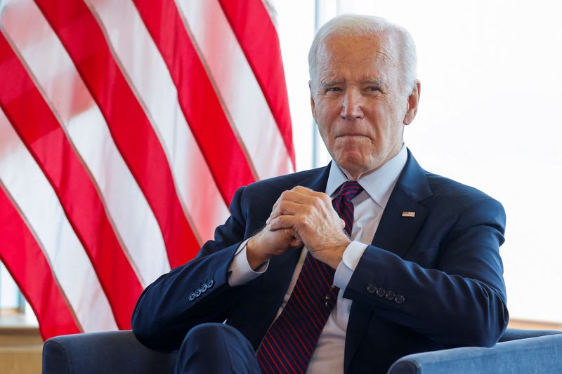 &copy; Reuters. FILE PHOTO: U.S. President Joe Biden looks on during his meeting with Ukrainian President Volodymyr Zelenskiy (not pictured), during the G7 Summit at the Grand Prince Hotel in Hiroshima, Japan, May 21, 2023. REUTERS/Jonathan Ernst