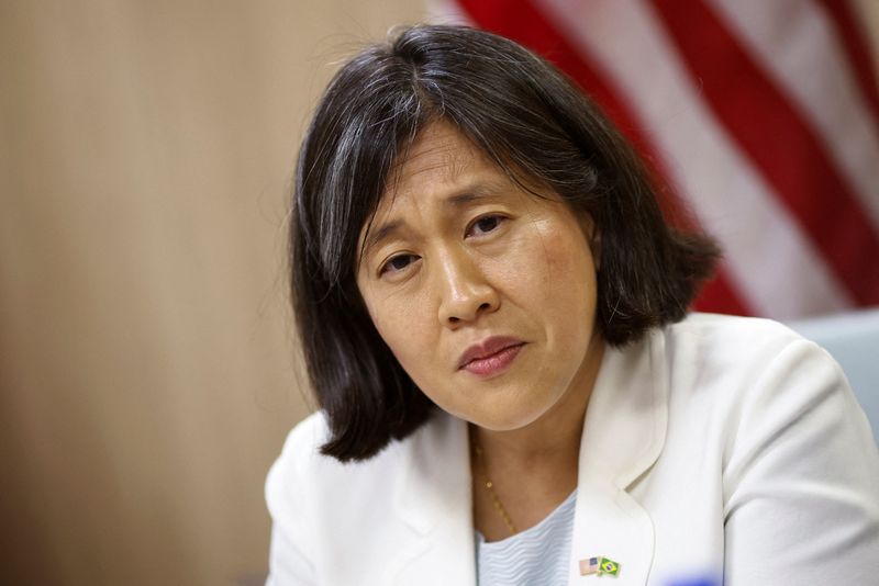 &copy; Reuters. FILE PHOTO: U.S. Trade Representative Katherine Tai speaks in Brasilia, Brazil March 8, 2023. REUTERS/Adriano Machado/File Photo