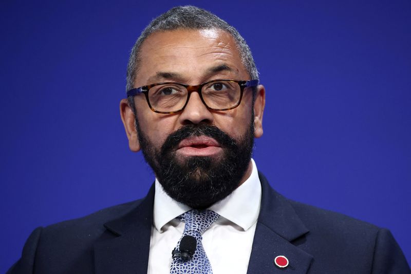 &copy; Reuters. FILE PHOTO: Britain's Foreign Secretary James Cleverly addresses the closing session on the second day of the Ukraine Recovery Conference in London, Britain, June 22, 2023. Henry Nicholls/Pool via REUTERS/File Photo