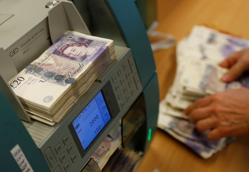 &copy; Reuters. FILE PHOTO-British Pound Sterling banknotes are seen in a counter machine at the Money Service Austria company's headquarters in Vienna, Austria, November 16, 2017. REUTERS/Leonhard Foeger/file photo