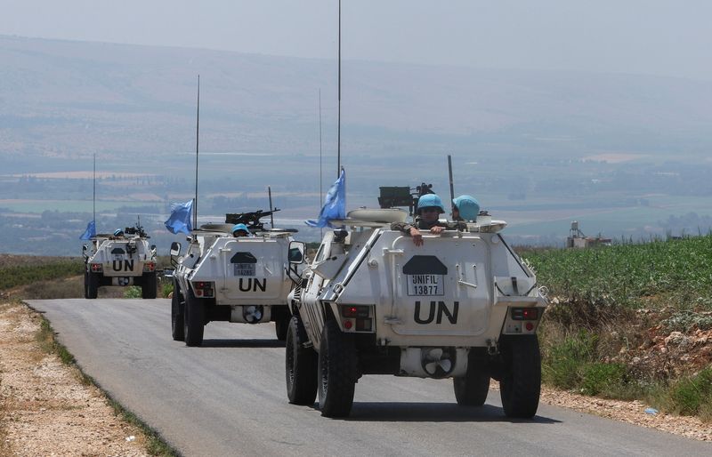 &copy; Reuters. Veículos da ONU no sul do Líbano
 6/7/2023   REUTERS/Aziz Taher