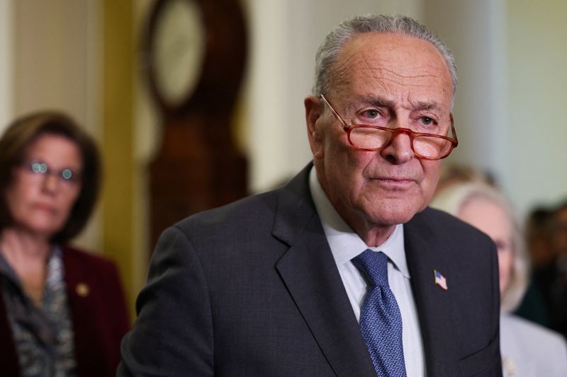 &copy; Reuters. FILE PHOTO: U.S. Senate Majority Leader Chuck Schumer (D-NY) looks on during the weekly Democratic Senate press conference on Capitol Hill in Washington, U.S., June 7, 2023. REUTERS/Evelyn Hockstein