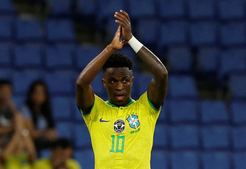 &copy; Reuters. Vinícius Jr em jogo pela seleção brasileira
 17/6/2023   REUTERS/Albert Gea