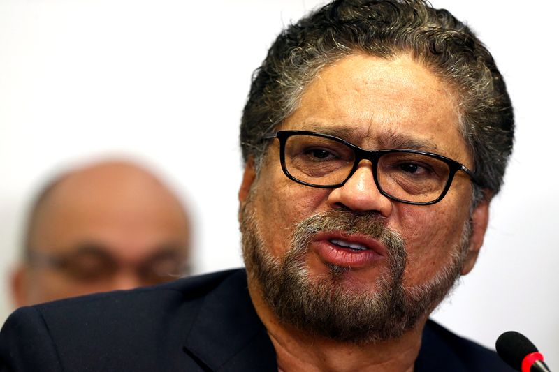 &copy; Reuters. FILE PHOTO: Ivan Marquez of the political party of FARC speaks during a news conference in Bogota, Colombia April 10, 2018. REUTERS/Jaime Saldarriaga/File Photo