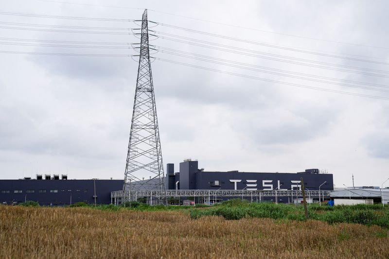 &copy; Reuters. FILE PHOTO: A view of a Tesla sign at its factory in Shanghai, China June 12, 2023. REUTERS/Aly Song