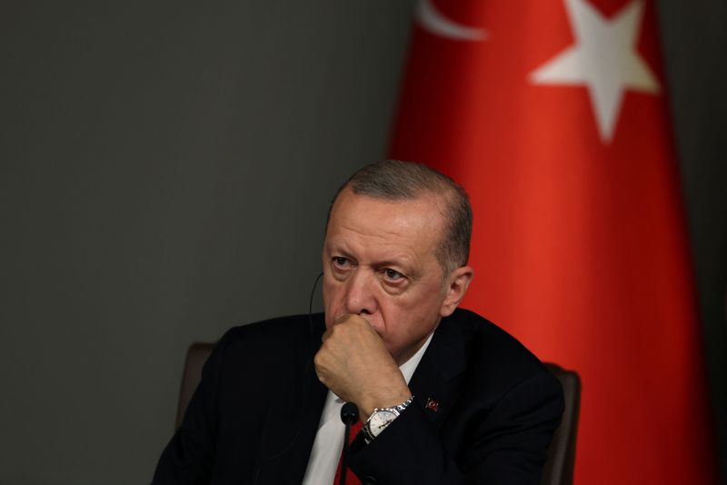 &copy; Reuters. الرئيس التركي رجب طيب أردوغان خلال مؤتمر صحفي في إسطنبول يوم السبت. تصوير: أوميت بكطاش - رويترز.

