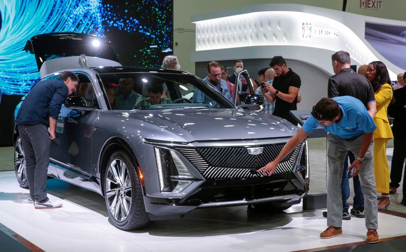&copy; Reuters. FILE PHOTO: The Cadillac all-electric 2023 Lyriq is displayed during a media day of the North American International Auto Show in Detroit, Michigan, U.S. September 14, 2022..   REUTERS/Rebecca Cook