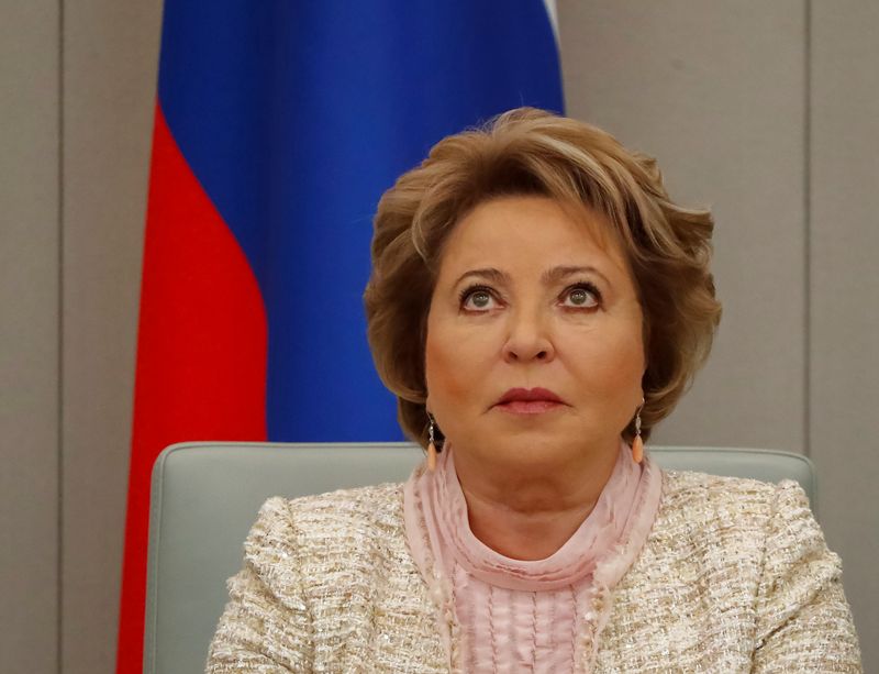 &copy; Reuters. Presidente da Câmara Alta do Parlamento da Rússia, Valentina Matviyenko, durante sessão da Câmara Baixa do Parlamento em Moscou
22/07/2020 REUTERS/Shamil Zhumatov