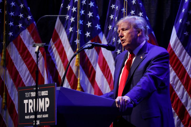 &copy; Reuters. Former U.S. President Donald Trump delivers remarks on education as he holds a campaign rally with supporters, in Davenport, Iowa, U.S. March 13, 2023. REUTERS/Jonathan Ernst