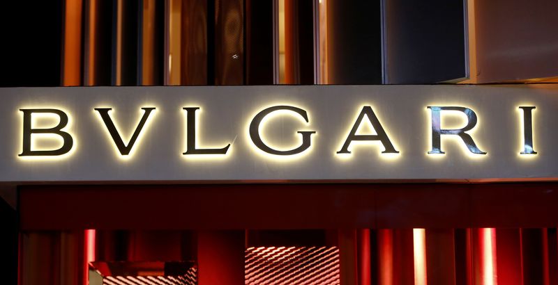 &copy; Reuters. FILE PHOTO-The logo of Bulgari is seen at the Baselworld watch and jewellery fair in Basel, Switzerland March 22, 2017.  REUTERS/Arnd Wiegmann/file photo