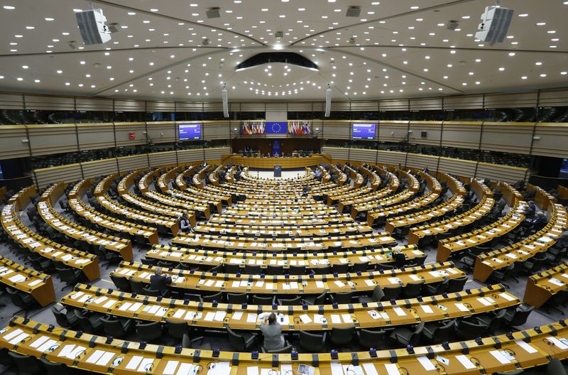 &copy; Reuters. Vue générale de l'hémicycle où se déroulent les sessions plénières au Parlement européen à Bruxelles, Belgique. /Photo d'archives/REUTERS/Yves Herman