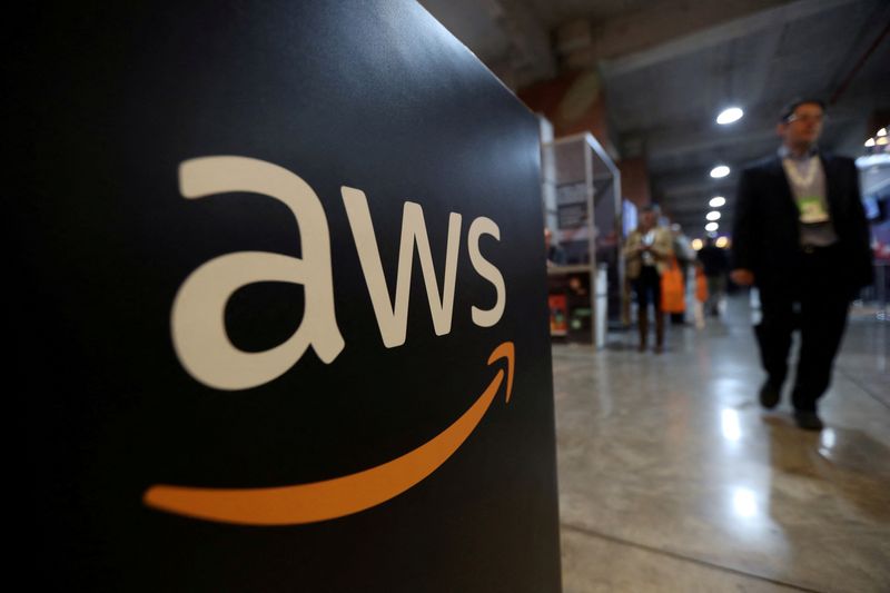 &copy; Reuters. FILE PHOTO: The logo of Amazon Web Services (AWS) is seen during the 4th annual America Digital Latin American Congress of Business and Technology in Santiago, Chile, September 5, 2018. REUTERS/Ivan Alvarado/File Photo