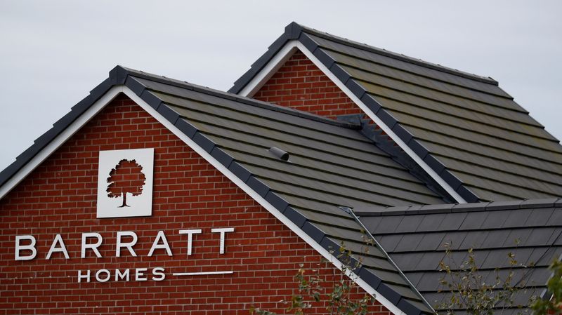 &copy; Reuters. FILE PHOTO: A company logo is seen on the side of a house at a Barratt Homes housing development near Preston, Britain, October 9, 2017. REUTERS/Phil Noble/File Photo