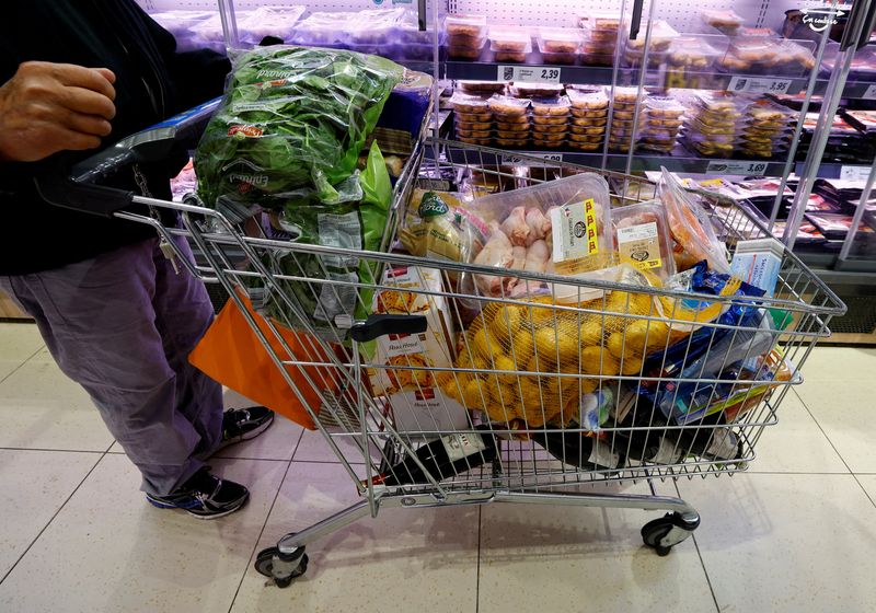 &copy; Reuters. Photo d'archives d'un caddie dans un supermarché à Gattieres. /Photo prise le 2 décembre 2022 à Gattieres, France/REUTERS/Eric Gaillard 