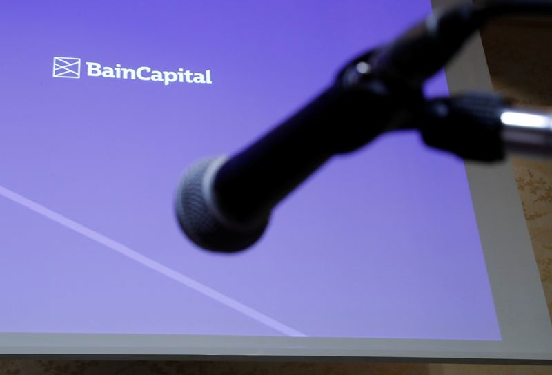 &copy; Reuters. FILE PHOTO: Logo of the Bain Capital is screened at a news conference in Tokyo, Japan September 28, 2017. REUTERS/Kim Kyung-Hoon