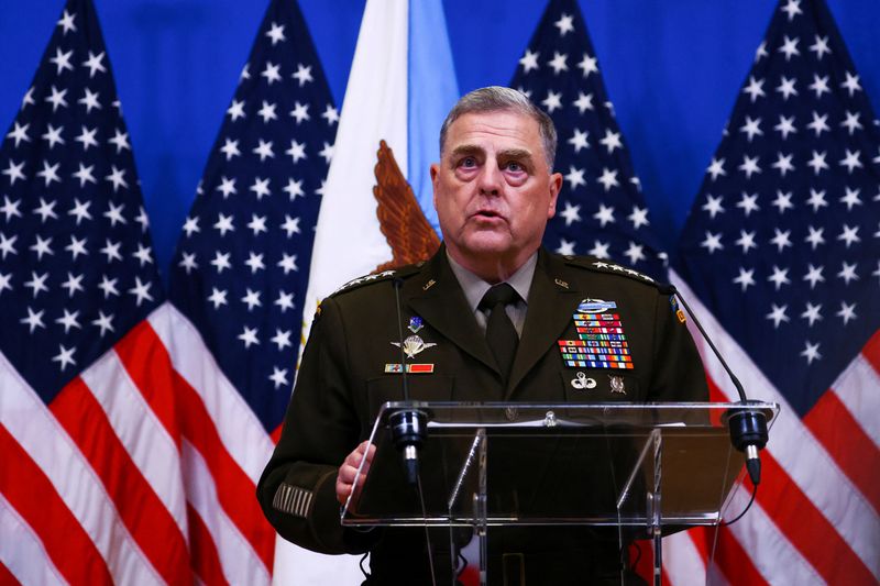 &copy; Reuters. General Mark Milley, chefe do Estado-Maior Conjunto dos EUA, durante entrevista coletiva na sede da Otan, em Bruxelas
15/06/2023 REUTERS/Yves Herman 