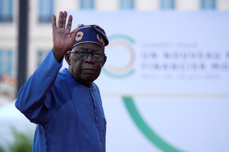 &copy; Reuters. FILE PHOTO: Bola Tinubu, President of Nigeria, arrives for the closing session of the New Global Financial Pact Summit, Friday, June 23, 2023 in Paris, France.    Lewis Joly/Pool via REUTERS