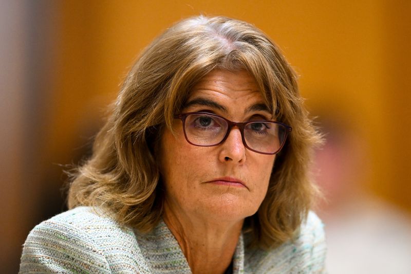 &copy; Reuters. FILE PHOTO: Deputy Governor of the Reserve Bank of Australia (RBA) Michele Bullock speaks during Senate Estimates at Parliament House in Canberra, Australia, February 15, 2023. AAP Image/Lukas Coch via REUTERS/File Photo