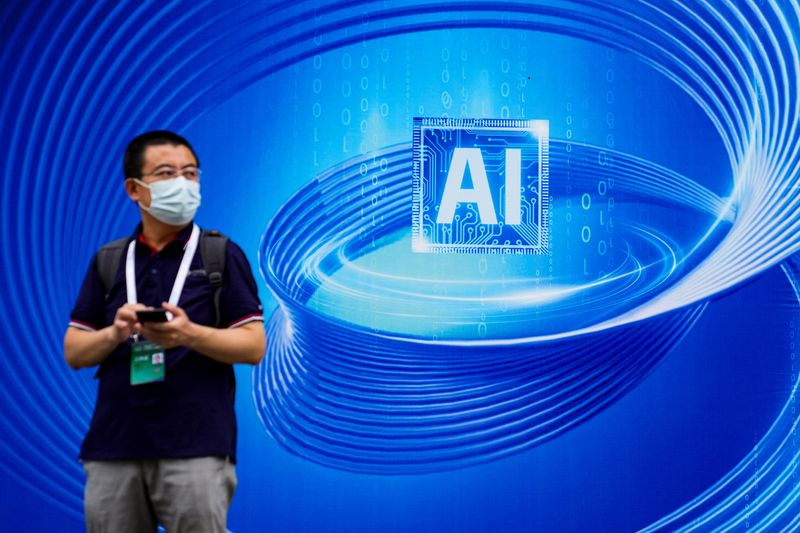 &copy; Reuters. An AI (Artificial Intelligence) sign is seen at the World Artificial Intelligence Conference (WAIC) in Shanghai, China July 6, 2023. REUTERS/Aly Song/File Photo