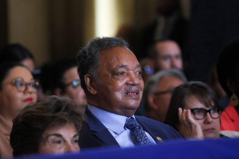 &copy; Reuters. Jesse Jackson acompanha discurso do presidente dos EUA, Joe Biden, em Chicago
28/06/2023
REUTERS/Leah Millis