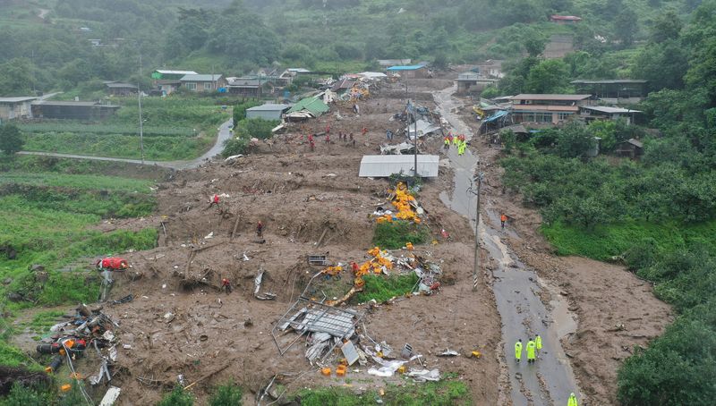 South Korea landslides, floods kill more than 20, over 4,000 evacuated