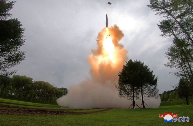 &copy; Reuters. Hwasong-18 intercontinental ballistic missile is launched from an undisclosed location in North Korea in this image released by North Korea's Korean Central News Agency on July 13, 2023. KCNA via REUTERS