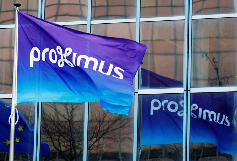 &copy; Reuters. FILE PHOTO: A flag with the logo of Proximus is seen at the headquarters of the Belgian telecoms operator in Brussels, Belgium January 9, 2019. REUTERS/Francois Lenoir/File Photo