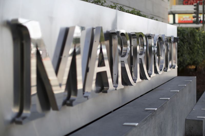 &copy; Reuters. FILE PHOTO: The sign of a JW Marriott hotel is pictured in downtown Los Angeles, U.S., April 26, 2016. REUTERS/Mario Anzuoni/File Photo