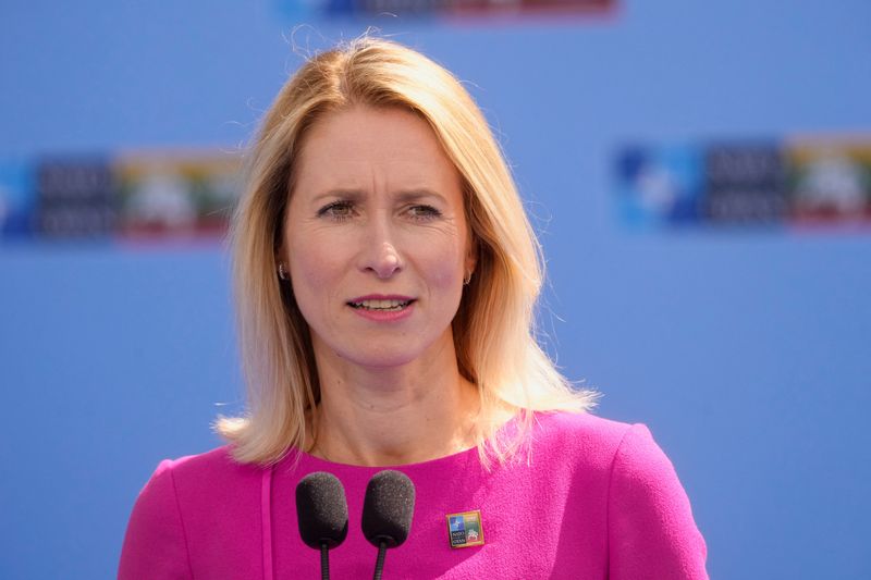 &copy; Reuters. La Première ministre estonienne Kaja Kallas s'adresse aux médias avant un sommet de l'OTAN à Vilnius, en Lituanie. /Photo prise le 11 juillet 2023/REUTERS/Ints Kalnins