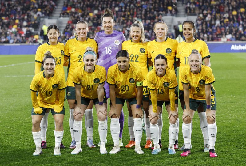 &copy; Reuters. Seleção feminina da Austrália em amistoso contra a Inglaterra
11/04/2023
Action Images via Reuters/Peter Cziborra