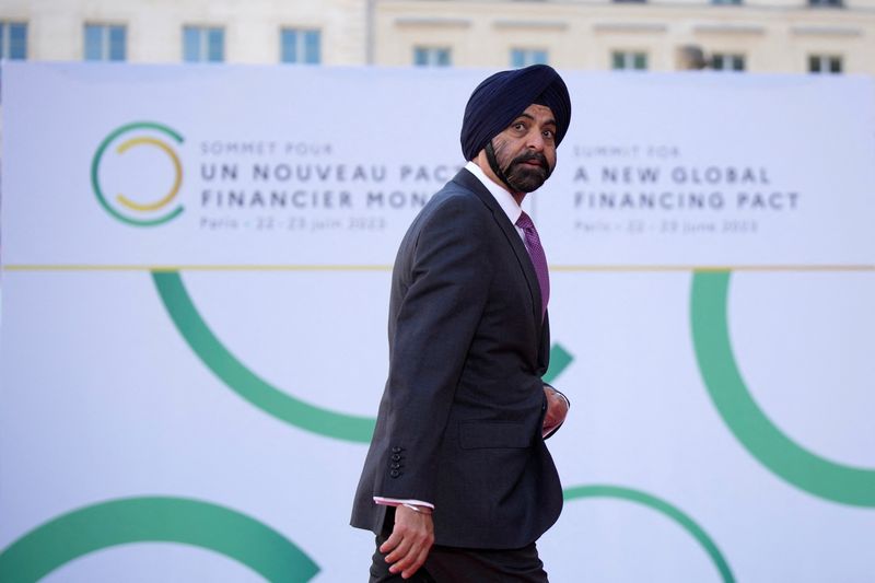 © Reuters. World Bank President Ajay Banga arrives for the closing session of the New Global Financial Pact Summit, Friday, June 23, 2023 in Paris, France. Lewis Joly/Pool via REUTERS/File Photo