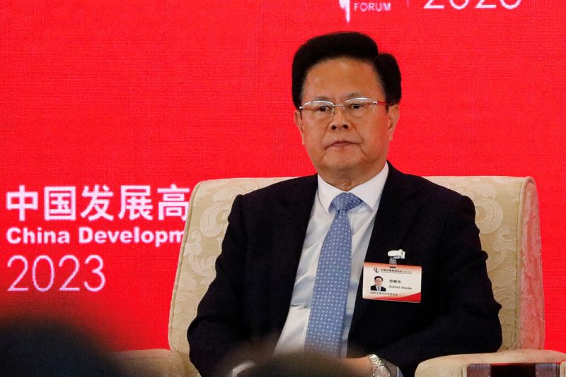 &copy; Reuters. FILE PHOTO: Chairman of China's National Development and Reform Commission Zheng Shanjie attends China Development Forum 2023, in Beijing, China, March 26, 2023. REUTERS/Jing Xu/File Photo