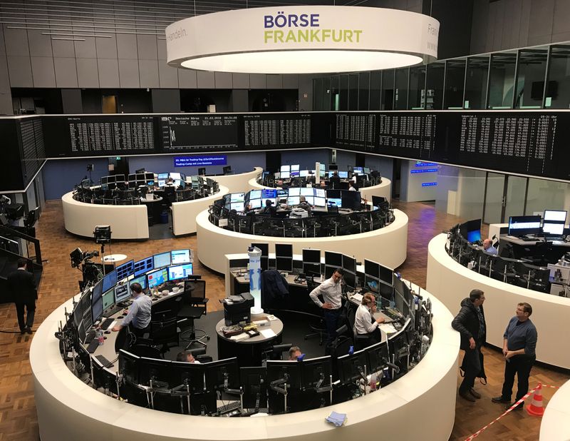 &copy; Reuters. FILE PHOTO: The German share price index, DAX board, is seen at the stock exchange in Frankfurt, Germany, March 21, 2018.    REUTERS/Tilman Blasshofer