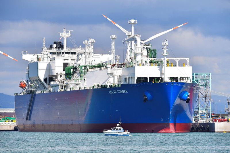 &copy; Reuters. La nave rigassificatrice ormeggiata nel porto di Piombino. REUTERS/Jennifer Lorenzini