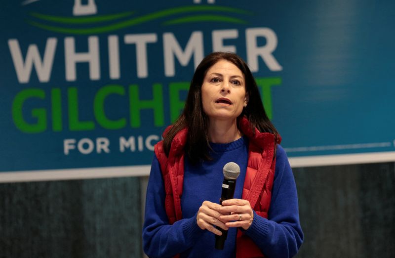 © Reuters. Michigan Attorney General Dana Nessel addresses supporters during a campaign stop at the IBEW Local 58 union hall in Detroit,  Michigan, U.S. November 5, 2022.    REUTERS/Rebecca Cook/File Photo