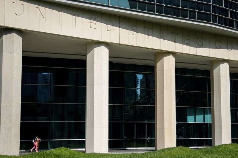 &copy; Reuters. FILE PHOTO: People walk outside of the Wilkie D. Ferguson Jr. United States Courthouse in Miami, Florida, U.S., June 9, 2023. REUTERS/Marco Bello/File Photo