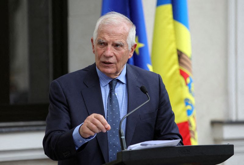 &copy; Reuters. FILE PHOTO: High Representative of the European Union for Foreign Affairs and Security Policy Josep Borrell delivers a speech during a ceremony opening EU's Partnership Mission in Chisinau, Moldova, May 31, 2023. REUTERS/Vladislav Culiomza/File Photo