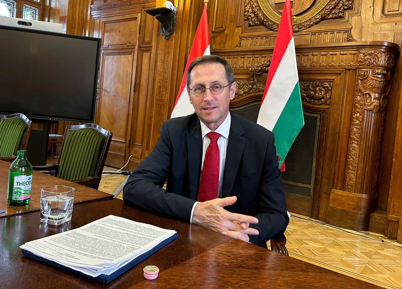 &copy; Reuters. Hungarian Finance Minister Mihaly Varga speaks during an interview with Reuters in Budapest, Hungary July 19, 2023. REUTERS/Krisztina Than