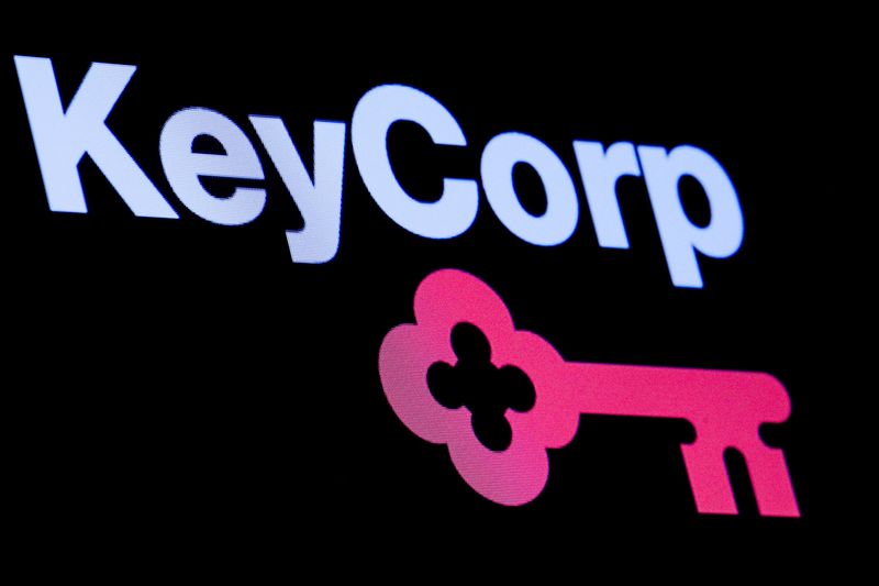 &copy; Reuters. FILE PHOTO:The logo Key Corp. is displayed on a screen on the floor at the New York Stock Exchange (NYSE) in New York, U.S., January 13, 2020. REUTERS/Brendan McDermid/File Photo