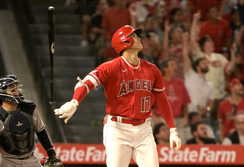 &copy; Reuters. 　ＭＬＢのア・リーグ年間最多本塁打記録を持つヤンキースのアーロン・ジャッジ外野手は、エンゼルスの大谷翔平選手（写真）が記録に挑戦するペースで本塁打を量産していることを受け