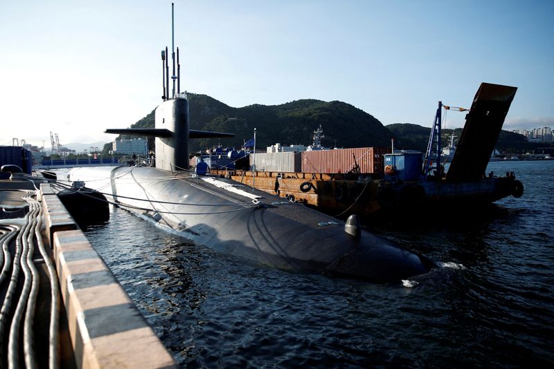 &copy; Reuters. FILE PHOTO: U.S. Ballistic Missile Submarine USS Kentucky is anchored at Busan Naval Base, in Busan, South Korea, July 19, 2023. WOOHAE CHO/Pool via REUTERS/File Photo
