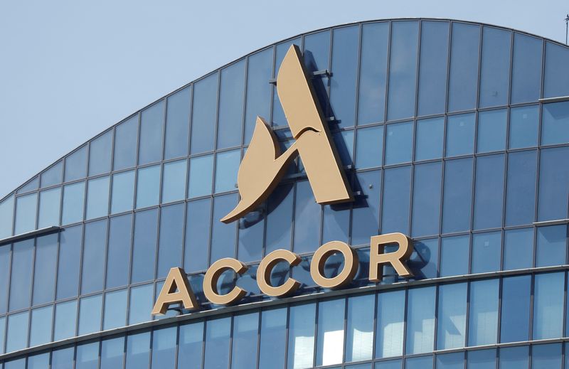 &copy; Reuters. FILE PHOTO: The logo of French hotel operator AccorHotels is seen on top of the building company's headquarters in Issy-les-Moulineaux near Paris, France, May 27, 2020.  REUTERS/Charles Platiau/File Photo