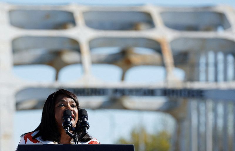 &copy; Reuters. FILE PHOTO: U.S. Representative Terri Sewell (D-AL) speaks, at the commemoration of the 58th anniversary of "Bloody Sunday", when state troopers beat peaceful voting rights protesters who were marching against discrimination, at the Edmund Pettus Bridge i