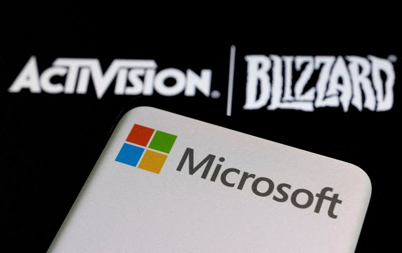 &copy; Reuters. Ilustração com os logos de Microsoft e Activision Blizzard 
18/01/2022
REUTERS/Dado Ruvic