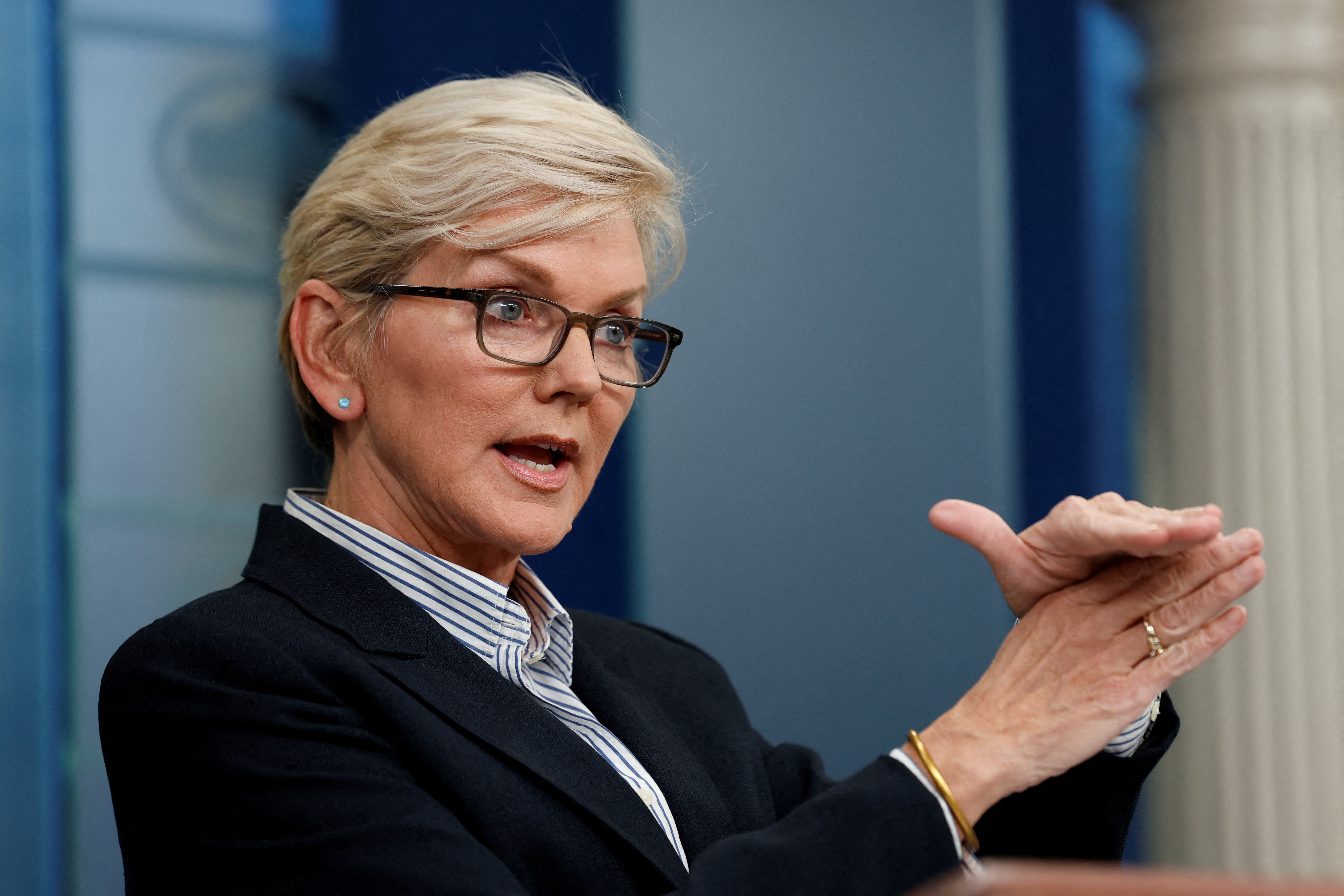 &copy; Reuters. FILE PHOTO: U.S. Secretary of Energy Jennifer Granholm attends the White House daily press briefing, in Washington, U.S., January 23, 2023. REUTERS/Evelyn Hockstein/File Photo